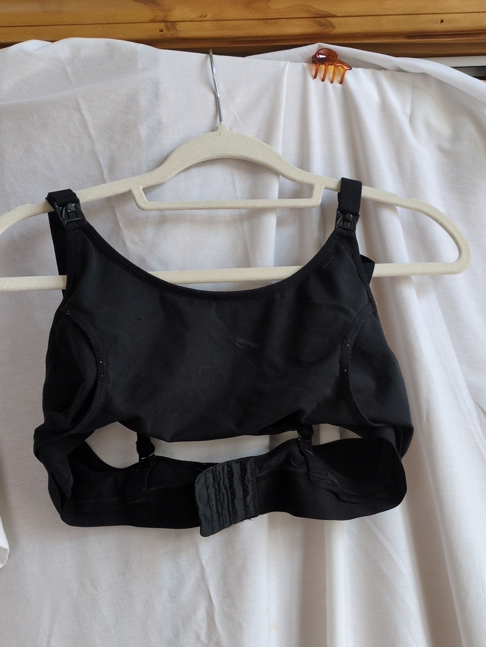 Black Nursing/Support Bra with Front-Clip Straps